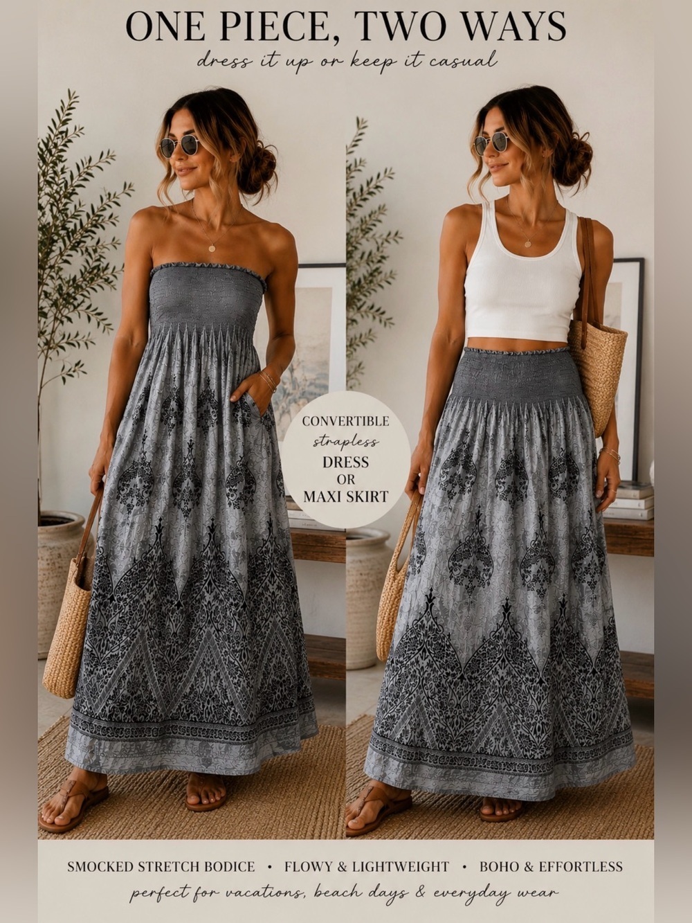 Anthropologie  Lapis Converible Maxi Skirt or Strapless Dress One Size  Boho